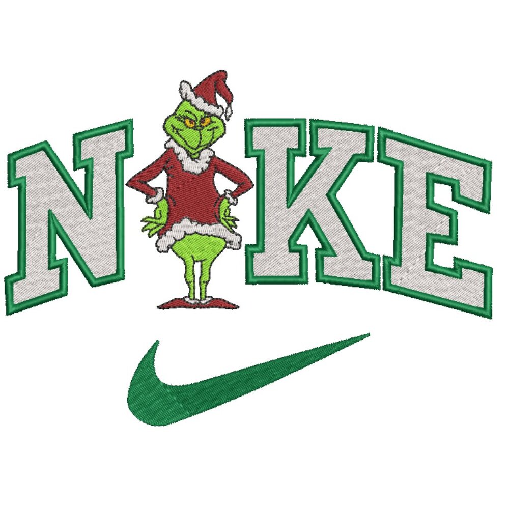 Nike Grinch HOODIE Embroidered Adult Hooded Christmas Sweatshirt Green Outline